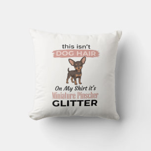 Miniature Pinscher Glitter Funny Dog Shirt Design_ Throw Pillow