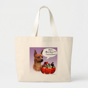 Miniature Pinscher Halloween Candy Large Tote Bag