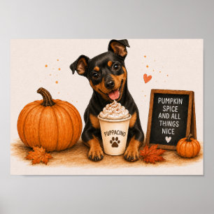Miniature Pinscher Inviting Pumpkin Spice A4 Poster