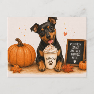 Miniature Pinscher Inviting Pumpkin Spice Postcard