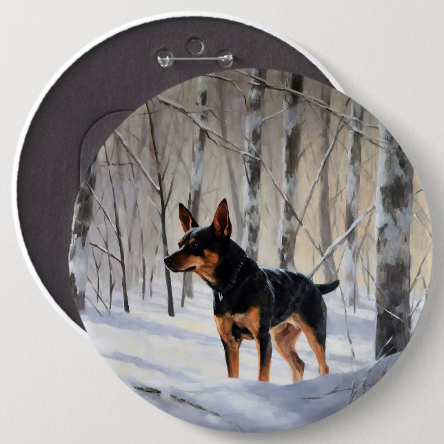 Miniature Pinscher Let It Snow Christmas 6 Inch Round Button (Front & Back)
