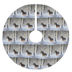 Miniature Pinscher Let It Snow Christmas Brushed Polyester Tree Skirt