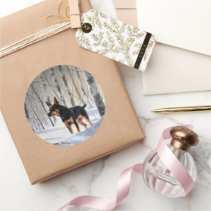 Miniature Pinscher Let It Snow Christmas Classic Round Sticker