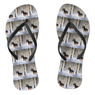 Miniature Pinscher Let It Snow Christmas Flip Flops