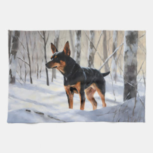 Miniature Pinscher Let It Snow Christmas Kitchen Towel