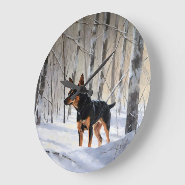 Miniature Pinscher Let It Snow Christmas Large Clock (Angle)