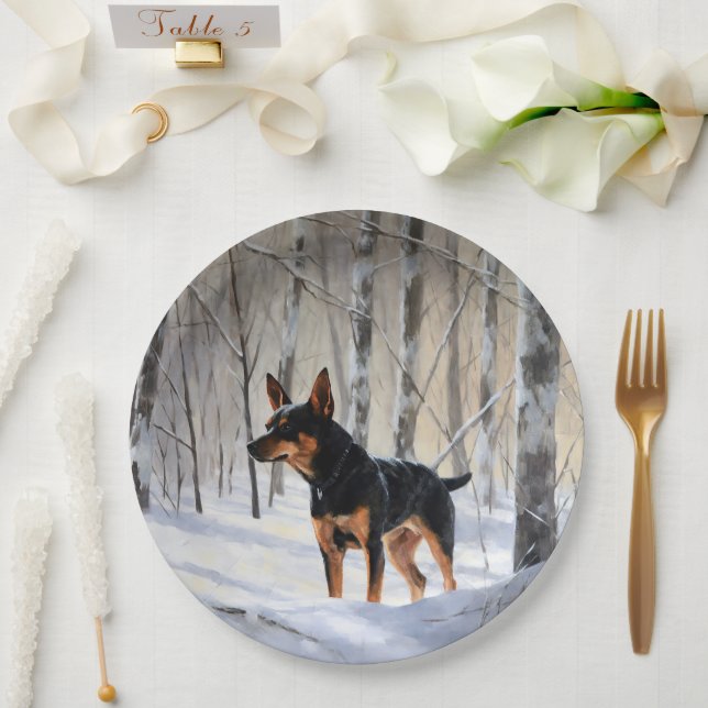Miniature Pinscher Let It Snow Christmas Paper Plate (Wedding)