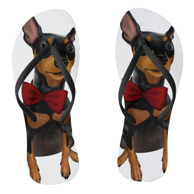 Miniature Pinscher (Min Pin) with Bow Flip Flops (Footbed)