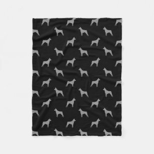 Miniature Pinscher MinPin Dog Silhouettes Pattern Fleece Blanket