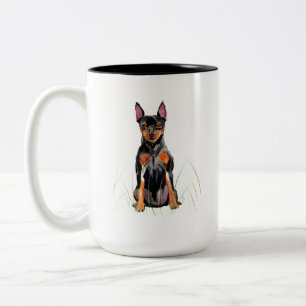 Miniature Pinscher Mug, Min Pin Dog Coffee Two-Tone Coffee Mug