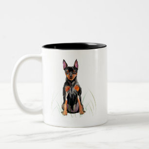 Miniature Pinscher Mug, Min Pin Dog Coffee Two-Tone Coffee Mug