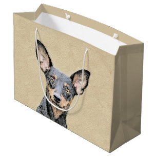 Miniature Pinscher Painting - Cute Original Dog Ar Large Gift Bag