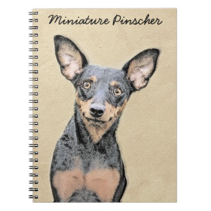 Miniature Pinscher Painting - Cute Original Dog Ar Notebook