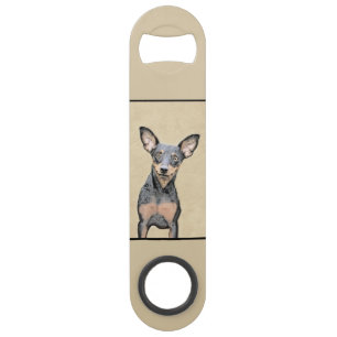 Miniature Pinscher Painting Cute Original Dog Art Bar Key