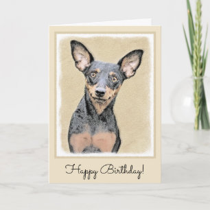 Miniature Pinscher Painting Cute Original Dog Art Card