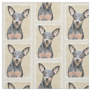 Miniature Pinscher Painting Cute Original Dog Art Fabric