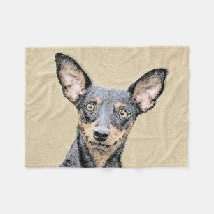 Miniature Pinscher Painting Cute Original Dog Art Fleece Blanket