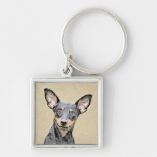 Miniature Pinscher Painting Cute Original Dog Art Keychain