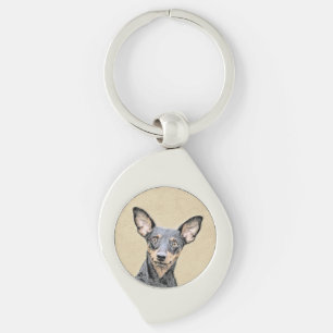 Miniature Pinscher Painting Cute Original Dog Art Keychain