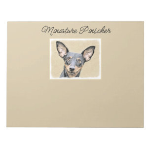 Miniature Pinscher Painting Cute Original Dog Art Notepad