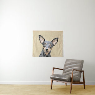 Miniature Pinscher Painting Cute Original Dog Art Tapestry