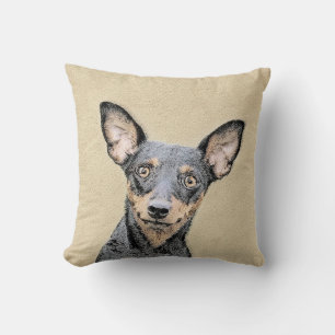 Miniature Pinscher Painting Cute Original Dog Art Throw Pillow