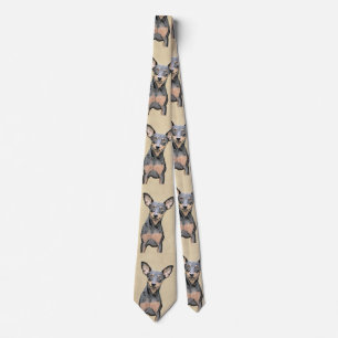 Miniature Pinscher Painting Cute Original Dog Art Tie