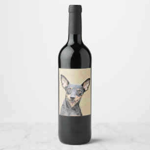 Miniature Pinscher Painting Cute Original Dog Art Wine Label