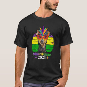 Miniature Pinscher Party Dog Mardi Gras 2023 T-Shirt