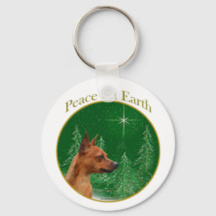 Miniature Pinscher Peace Keychain