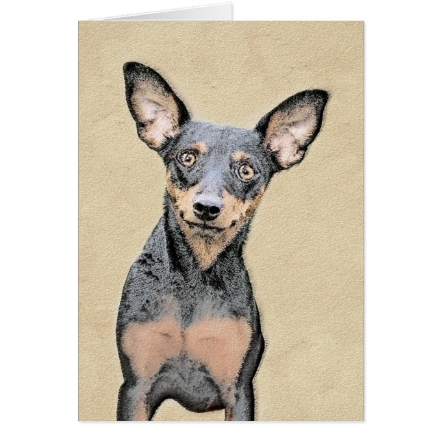 Miniature Pinscher Peinture Cute Original Dog Art (Devant)