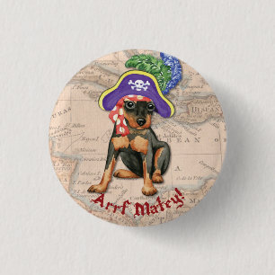 Miniature Pinscher Pirate 1 Inch Round Button