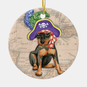 Miniature Pinscher Pirate Ceramic Ornament