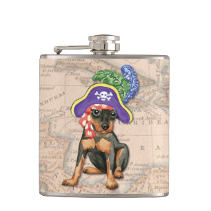 Miniature Pinscher Pirate Hip Flask