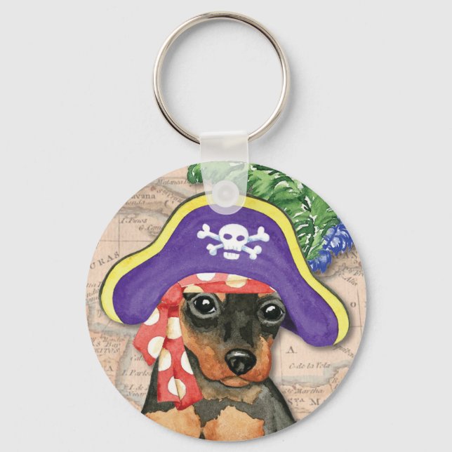 Miniature Pinscher Pirate Keychain (Front)
