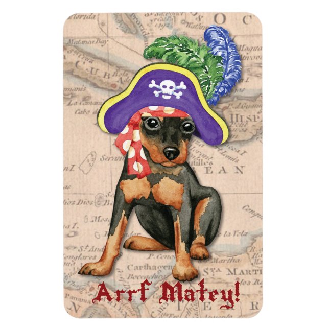 Miniature Pinscher Pirate Magnet (Vertical)