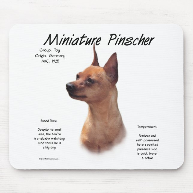 Miniature Pinscher (red) History Design Mouse Pad (Front)