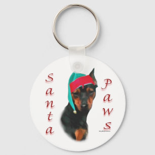 Miniature Pinscher Santa Paws Keychain