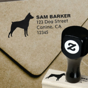 Miniature Pinscher Silhouette Return Address Rubber Stamp