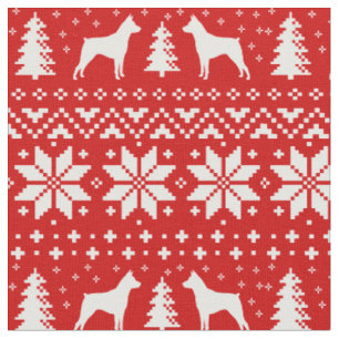 Miniature Pinscher Silhouettes MinPins Christmas Fabric