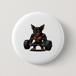 Miniature Pinscher Weightlifting Bodybuilder Worko 2 Inch Round Button