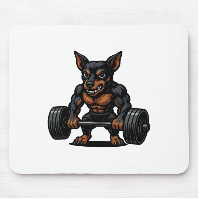 Miniature Pinscher Weightlifting Bodybuilder Worko Mouse Pad (Front)