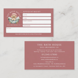 Miniature Poodle Dog Groomer Appointment Card Pink