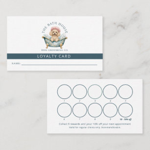 Miniature Poodle Dog Grooming Loyalty Card