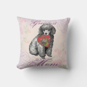 Miniature Poodle Heart Mom Throw Pillow