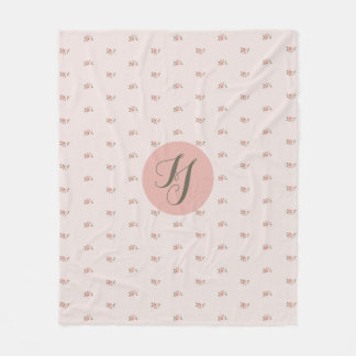 Miniature Roses & Monogram Fleece Blanket