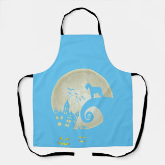miniature schnauzer and moon halloween costume   apron