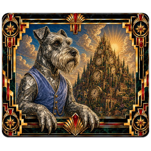 Miniature Schnauzer, Art Deco Dog Mouse Pad