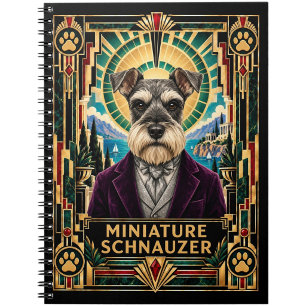 Miniature Schnauzer, Art Deco Dog Notebook
