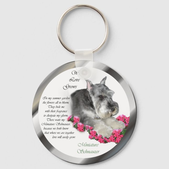 Miniature Schnauzer Art Gifts Keychain (Front)